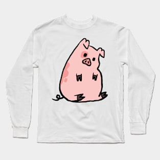 Cute Cartoon Piggy Sad Long Sleeve T-Shirt